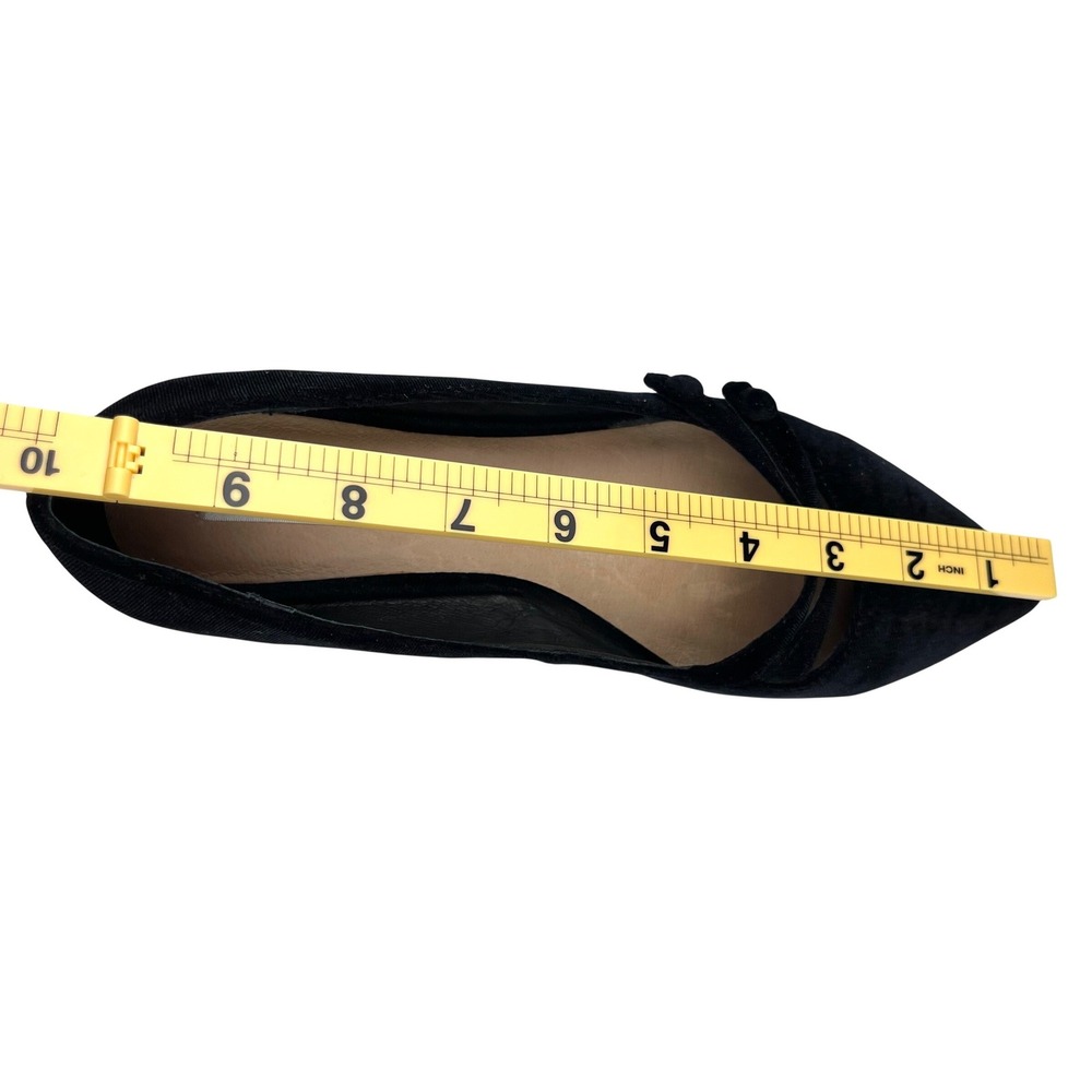 Saks Fifth Avenue Flats Women 10 Black Good Velvet Mary Jane Pointed Toe Luxury - Picture 7 of 16